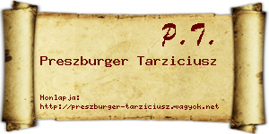 Preszburger Tarziciusz névjegykártya